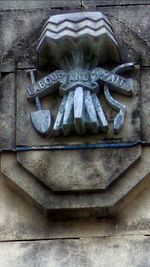 Close-up of carving on wall