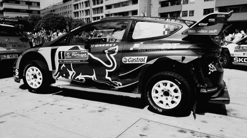 Close-up of car on street