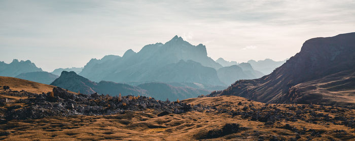 Scenic view of mountains against sky