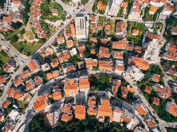 High angle view of buildings in city