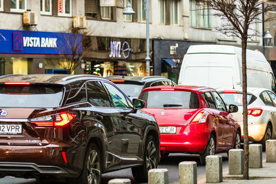 Traffic on road in city