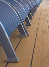 Close-up of chair on hardwood floor