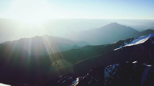 Scenic view of mountains against clear sky