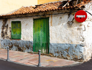 Closed door of house