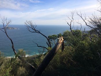 Scenic view of sea against cloudy sky