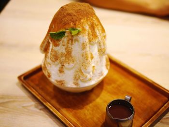 Close-up of dessert on table