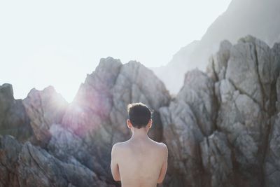 Sun shining through mountain