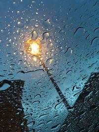 Close-up of raindrops on window