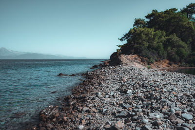 Sea against clear sky