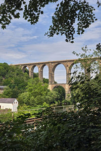 Low angle view of arch bridge against sky