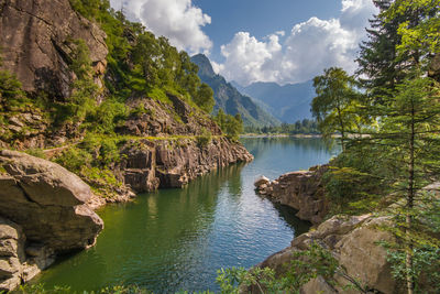 Summer view of lago di antrona in piedmont, italy