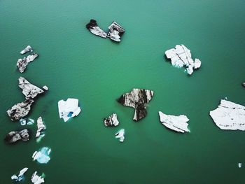 High angle view of boats in sea