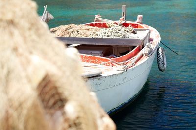 Boat moored in sea