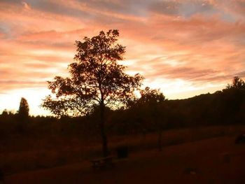 Scenic view of landscape against sky at sunset