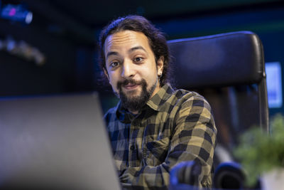 Young man using laptop