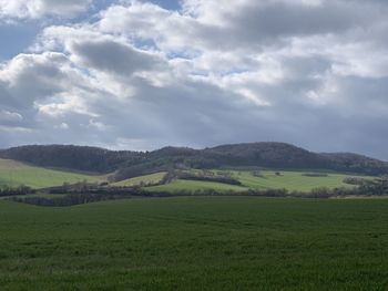 Scenic view of landscape against sky in eichsfeld, thuringia, germany