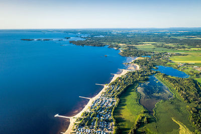 High angle view of sea against sky