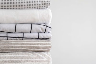 Close-up of towels against white background