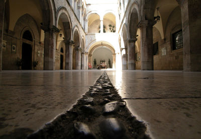 Surface level view of floor in old church