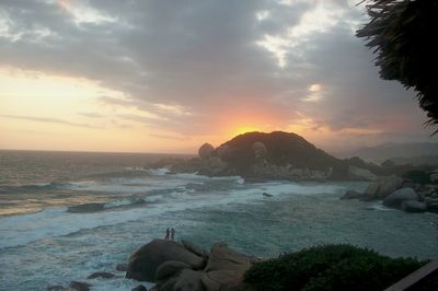 Scenic view of sea at sunset