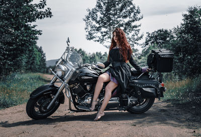 Woman riding motorcycle