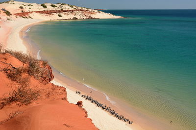 High angle view of beach against sky