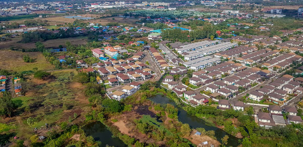 High angle view of townscape