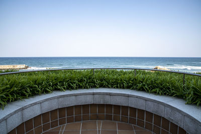 Scenic view of sea against clear sky