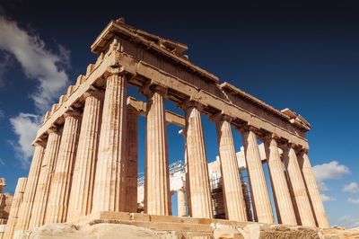 Beautiful view of the eastern side of the parthenon in the acropolis, athens, greece