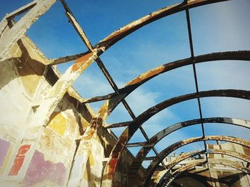 View of built structures against blue sky