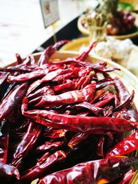 Close-up of red chili peppers