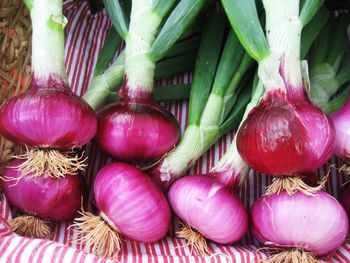 Full frame shot of scallions for sale at market