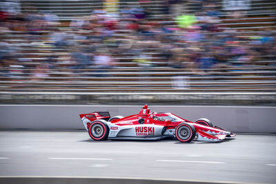 Blurred motion of car on road