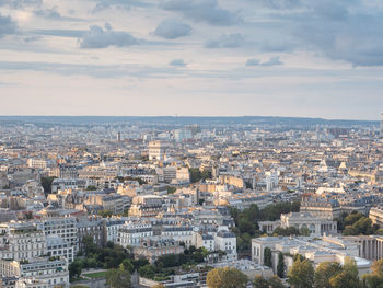 High angle view of townscape against sky during sunset