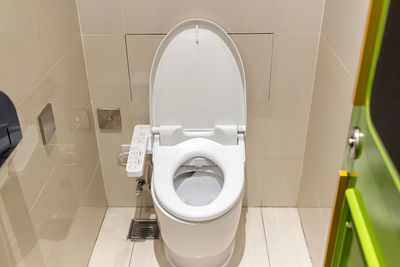 High angle view of toilet in bathroom