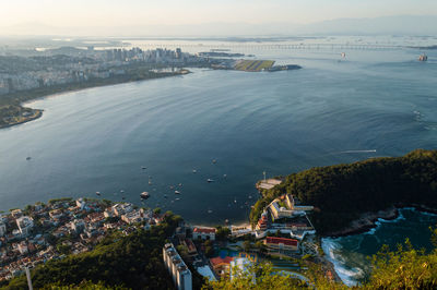 Areal view of rio de janeiro north bay looking toward flamengo beach and the local airport
