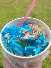 Close-up of ice cream in container