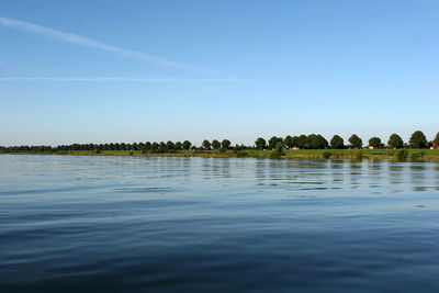 Scenic view of lake against clear sky