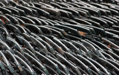 Full frame shot of folded chairs