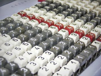 Close-up of text on table