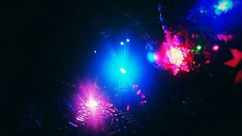 Low angle view of firework display at night