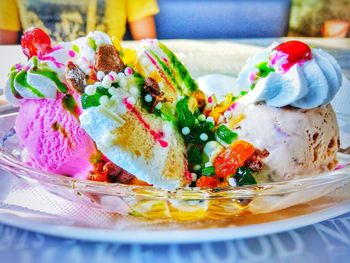 Close-up of cake served in plate