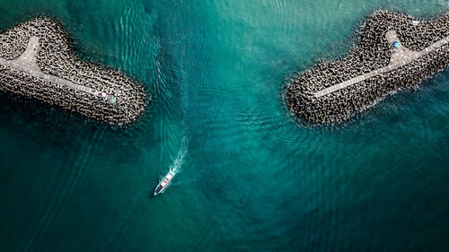 Aerial view of sea and pier