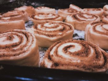 High angle view of dessert on table