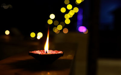 Close-up of illuminated candles