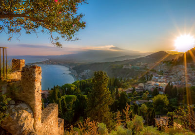 Scenic view of landscape against sky during sunset