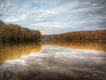 Scenic view of lake against sky