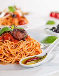 Close-up of food in plate on table