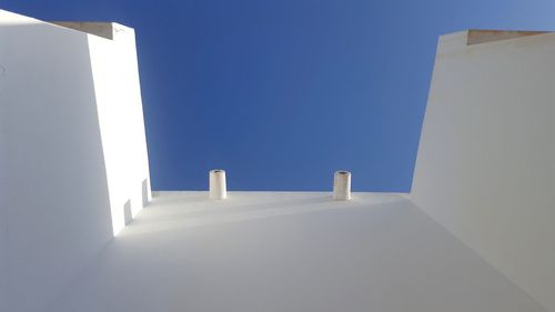 Low angle view of built structure against clear blue sky