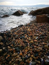 View of pebbles on beach